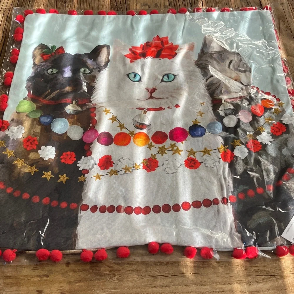 Festive Cat Pillow Cover